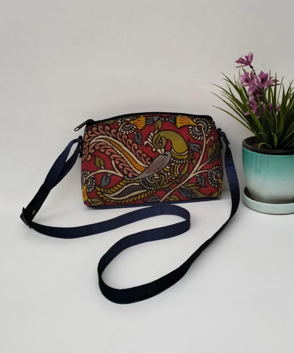 Blue Hand-Painted Kalamkari Silk Sling Bag