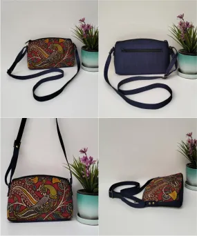 Blue Hand-Painted Kalamkari Silk Sling Bag