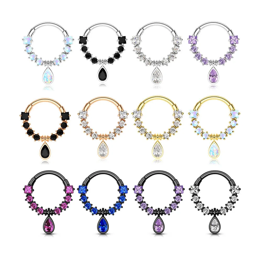 12 Colors 16G Dangle Diamond Septum Jewelry