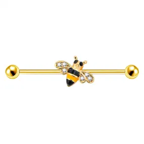 14G Golden Bee Industrial Barbell 38mm Industrial Piercing Jewelry