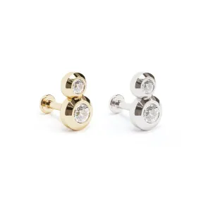 14K Gold Duo Diamond Stud