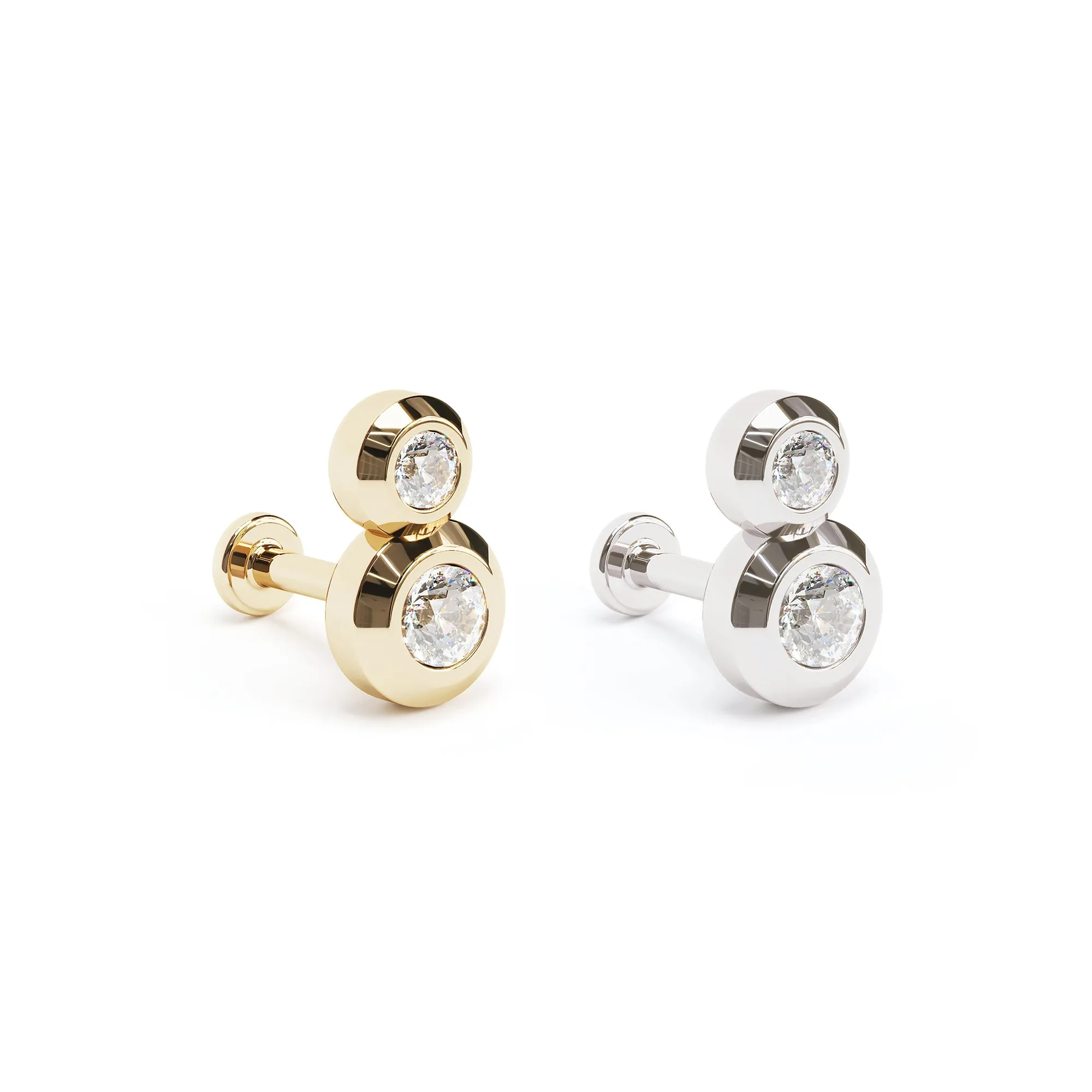 14K Gold Duo Diamond Stud