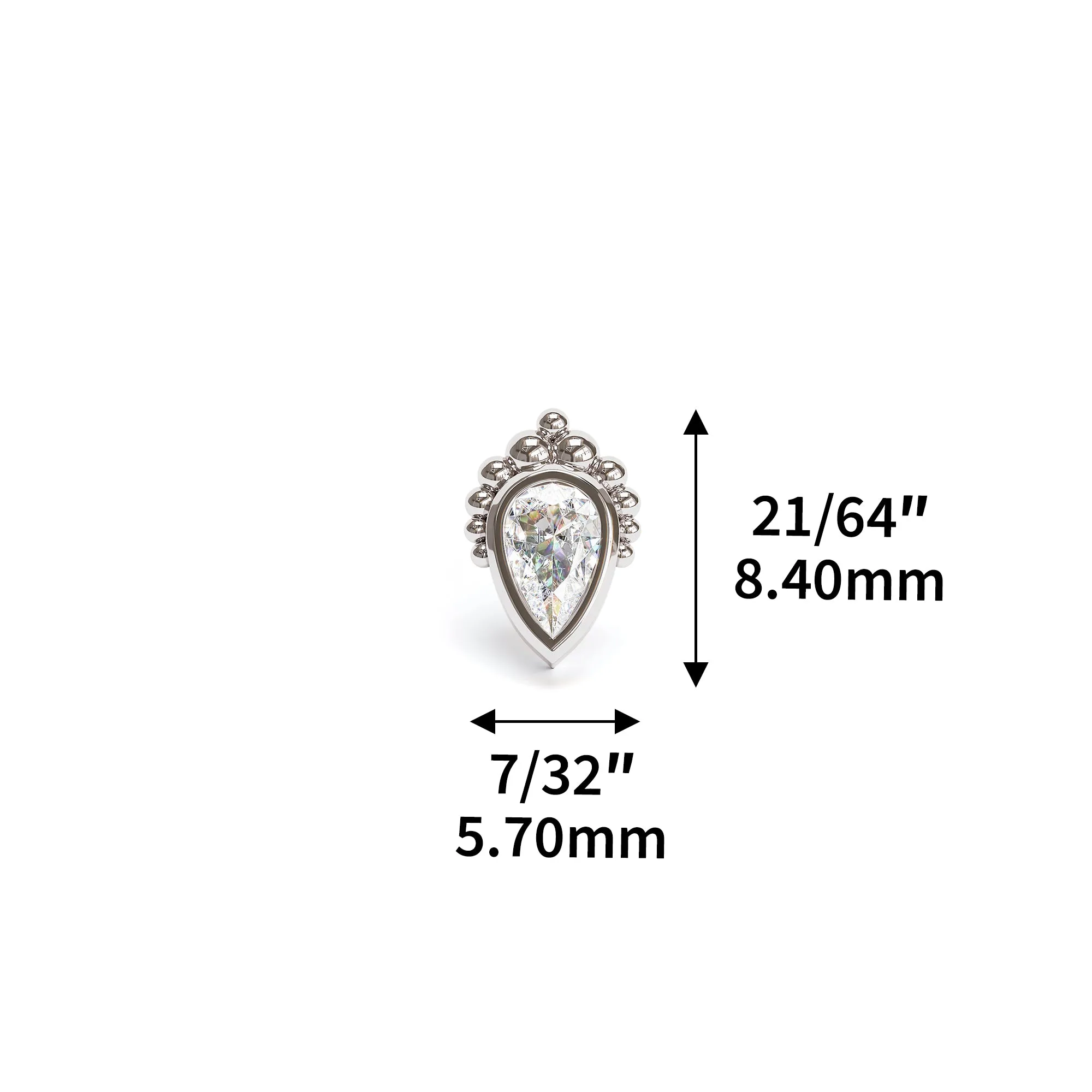 14K Gold Pear-Cut Diamond Beaded Labret Stud