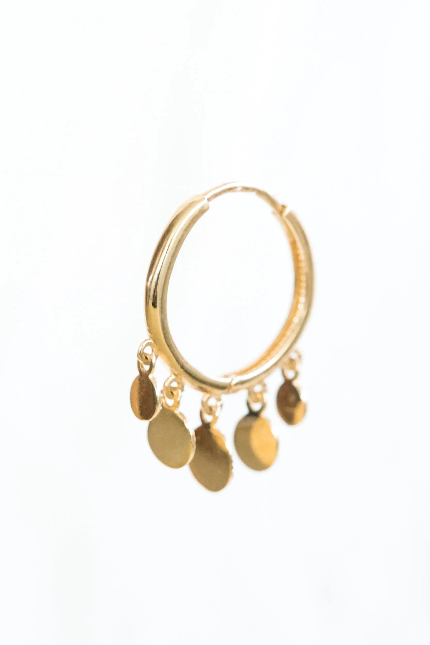 14K Solid Gold Jewelry Indian Round Tassel Earring Hoop Ring