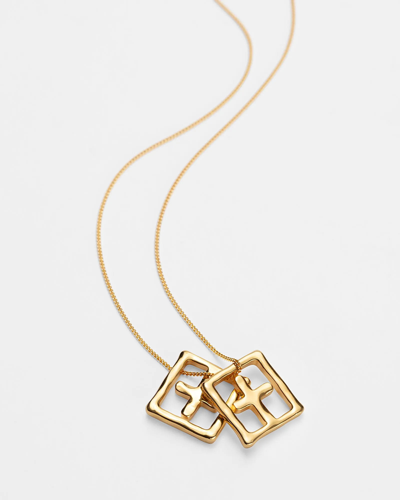 18K DRIPPS BOX CROSS NECKLACE