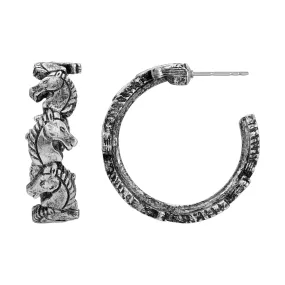 1928 Jewelry Antiqued Horse Hoop Earrings