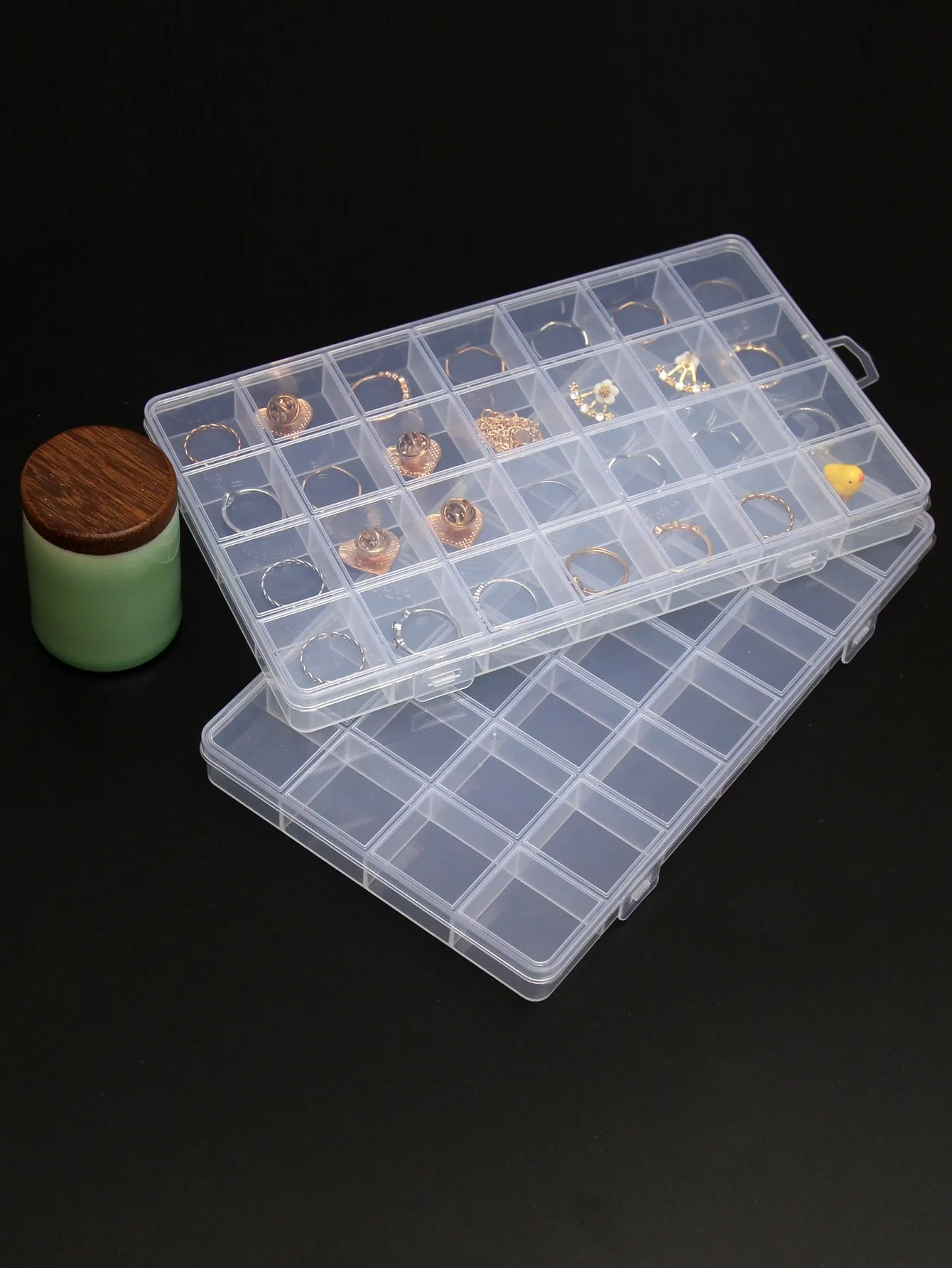 1pc 28-grid Jewelry Storage Box, Transparent Multifunctional DIY Art Craft Nail Tip Drill Jewelry Earring Beads Finishing Box