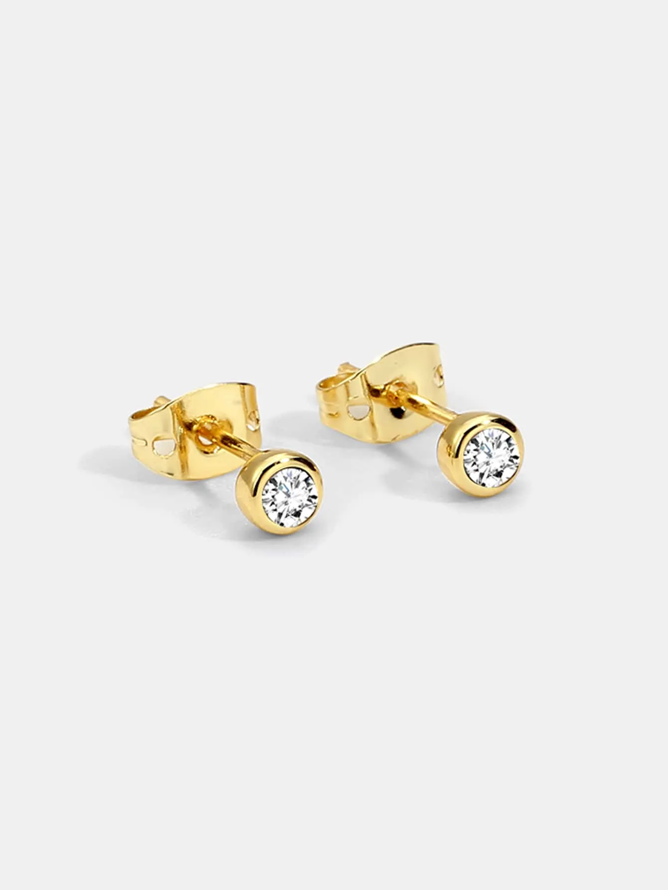 1pc Cubic Zirconia Detail Stud Earrings Copper Jewelry