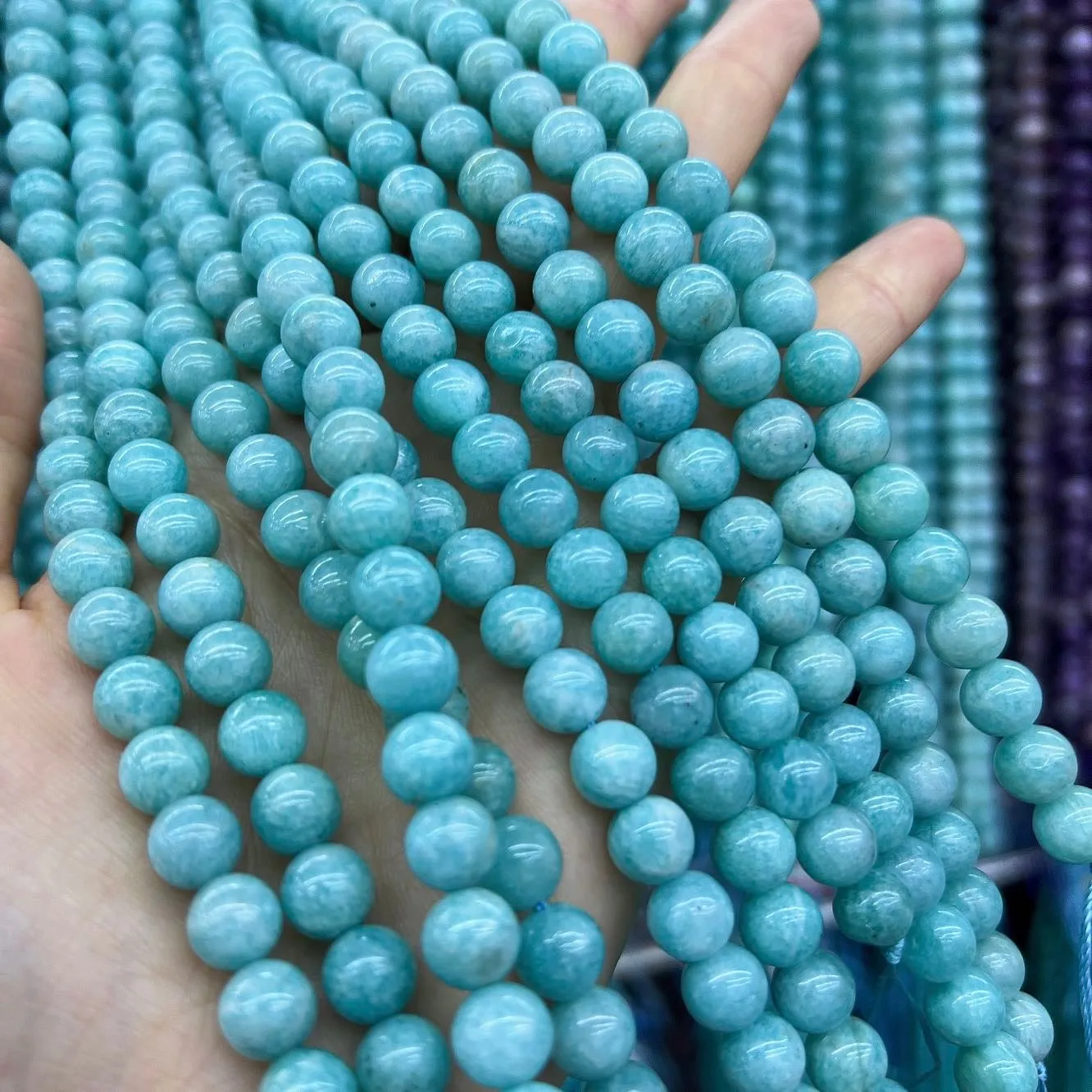 8mm Natural Old Mine Amazonite Bead Strands DIY Jewelry Project