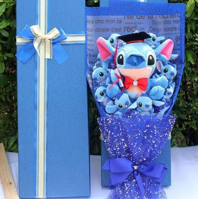 9 Styles Kawaii  Stitch Soap Flower Plush Toy Anime Stich Soft Stuffed Animal Doll Romantic Valentine's Gift no box