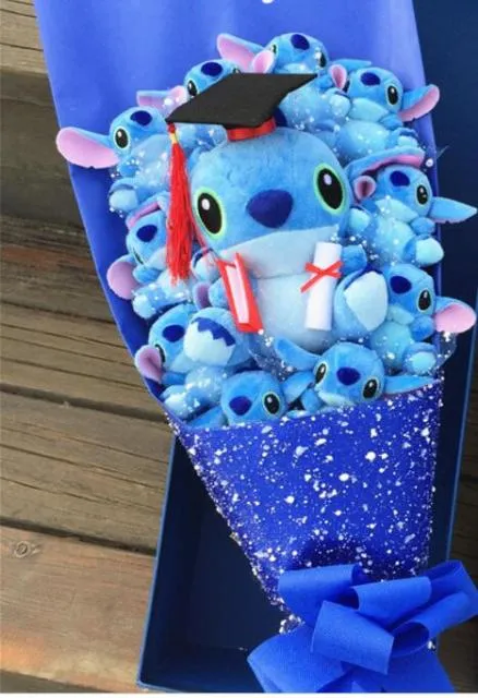 9 Styles Kawaii  Stitch Soap Flower Plush Toy Anime Stich Soft Stuffed Animal Doll Romantic Valentine's Gift no box