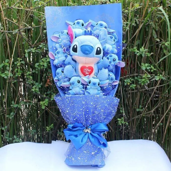 9 Styles Kawaii  Stitch Soap Flower Plush Toy Anime Stich Soft Stuffed Animal Doll Romantic Valentine's Gift no box