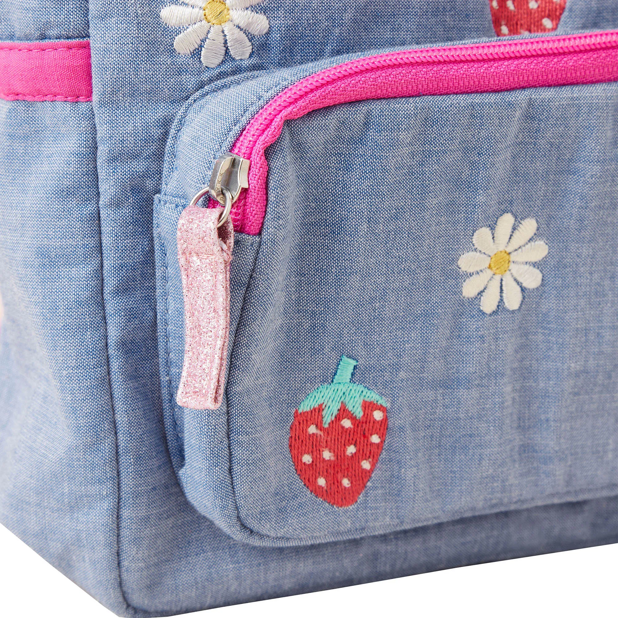 Adorable London Girls Chambray Strawberry Print Backpack - Cute and Functional Style for Kids