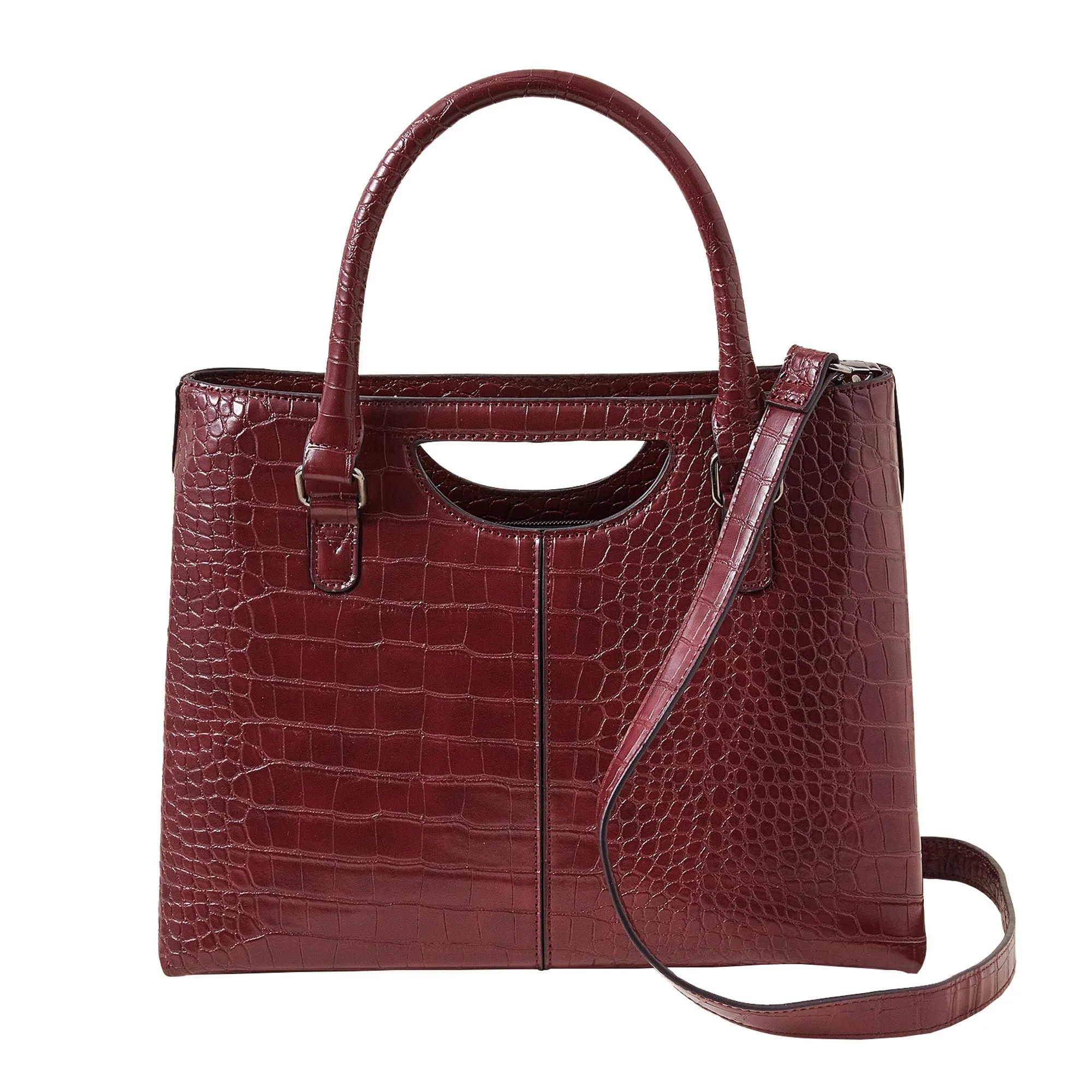 Accessorize London Women's Burgundy Grab Handle Handheld Bag