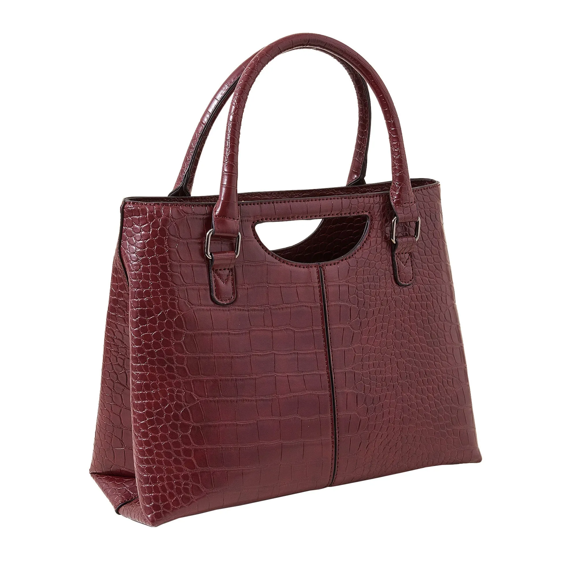 Accessorize London Women's Burgundy Grab Handle Handheld Bag