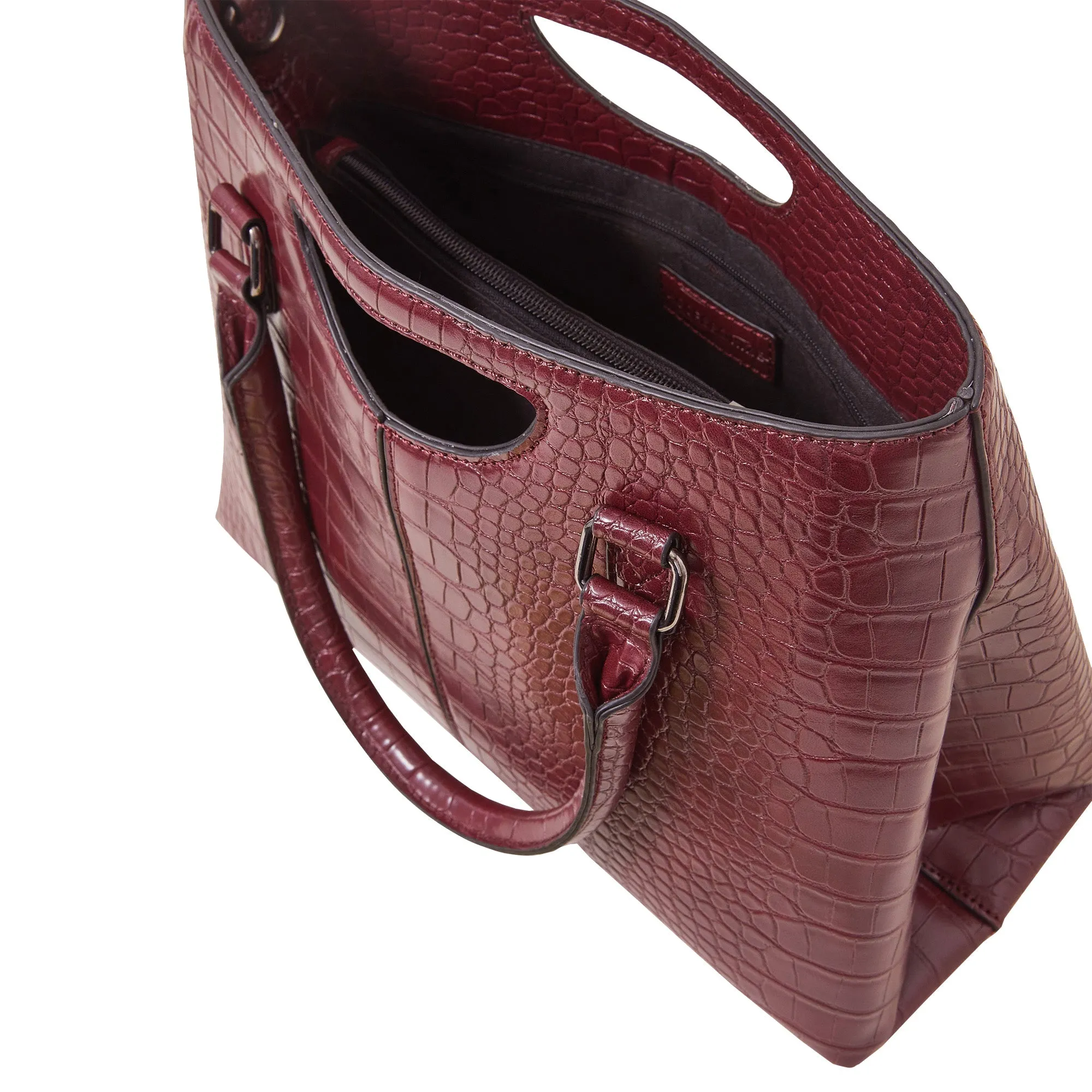 Accessorize London Women's Burgundy Grab Handle Handheld Bag