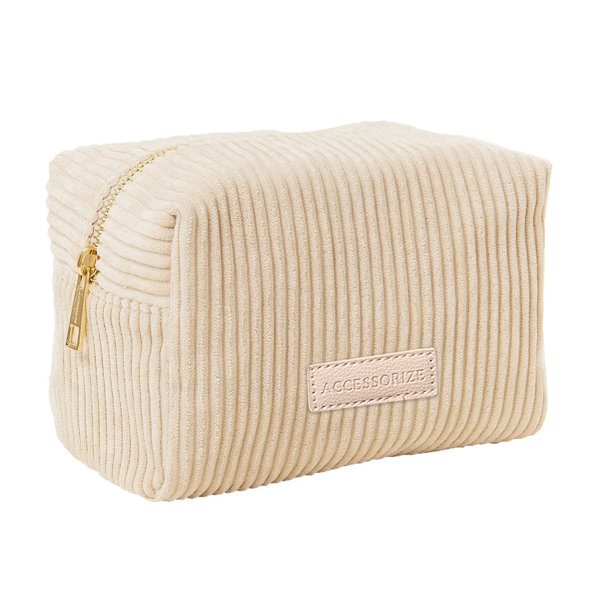 Accessorize London Women's Cream Cord Make Up Bag