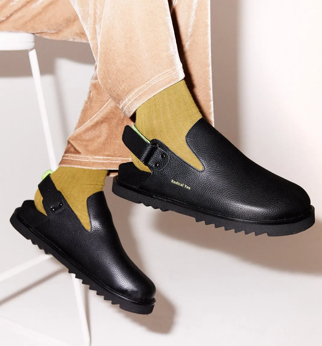 Adventure Awaits - Slip On Clog in Tumble Leather - Black