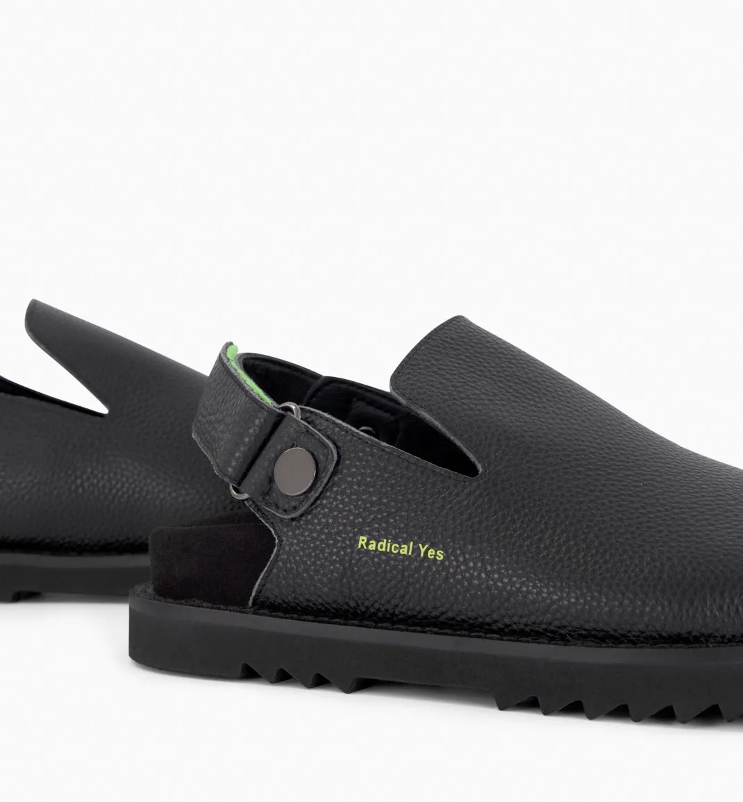 Adventure Awaits - Slip On Clog in Tumble Leather - Black