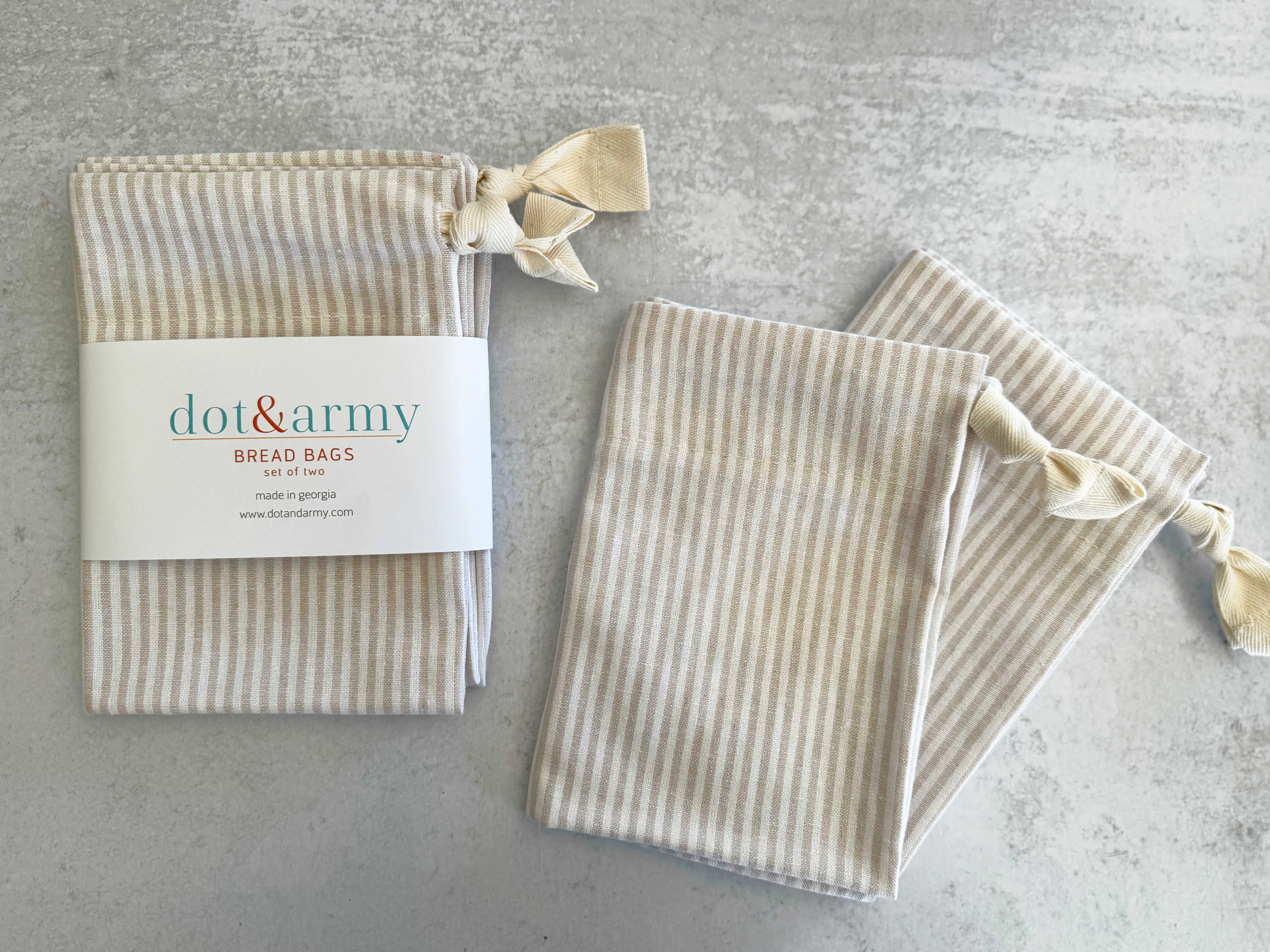 Americana Stripe Linen Bread Bags, set of two