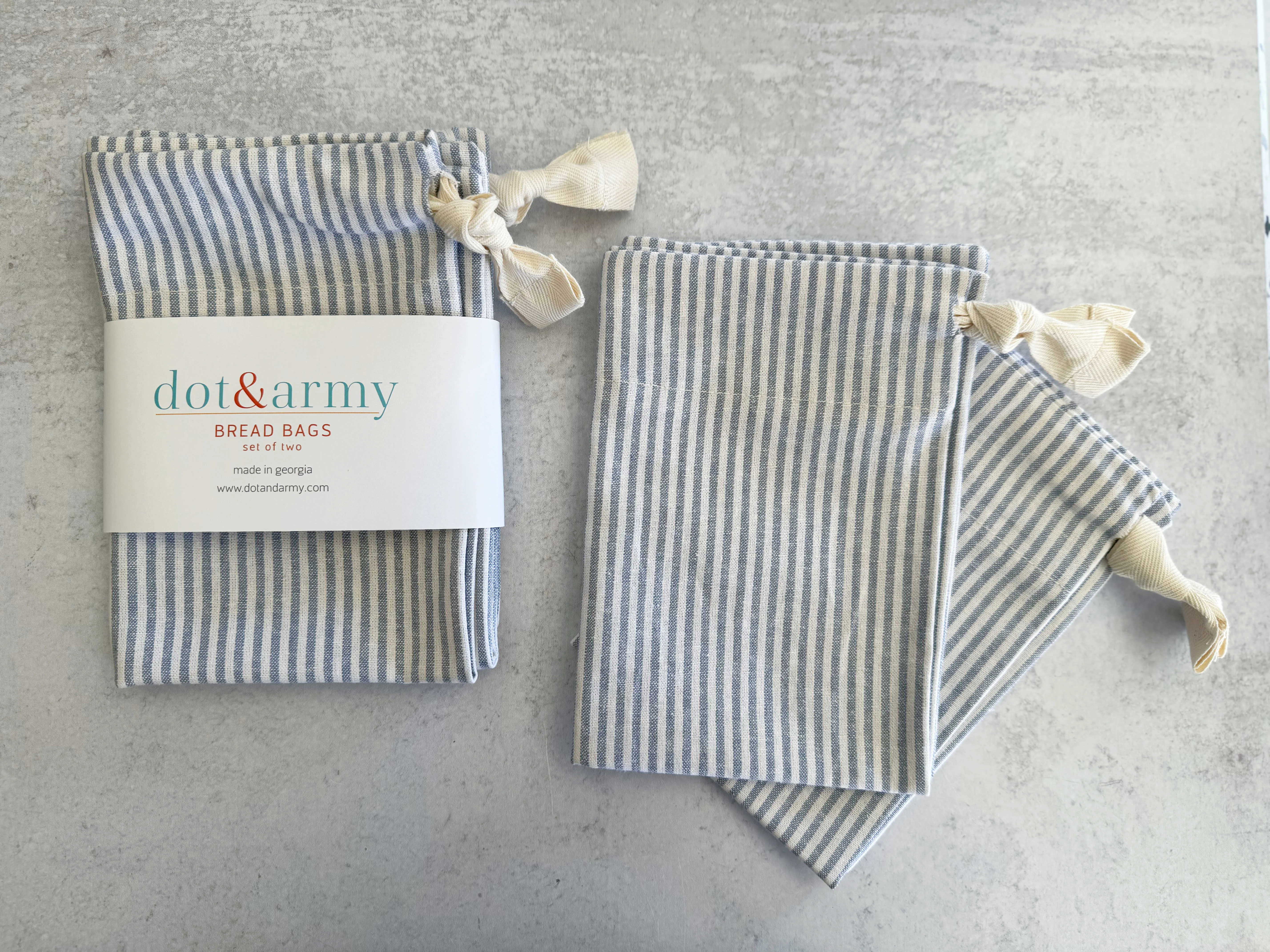 Americana Stripe Linen Bread Bags, set of two