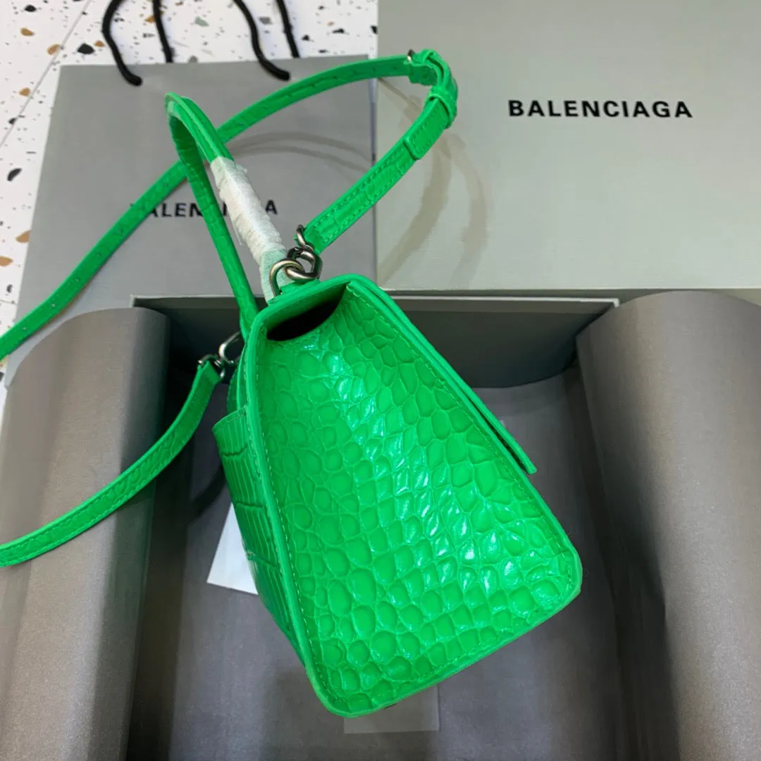 Balen Hourglass Small Handbag In Bright Green, For Women,  Bags 9in/23cm