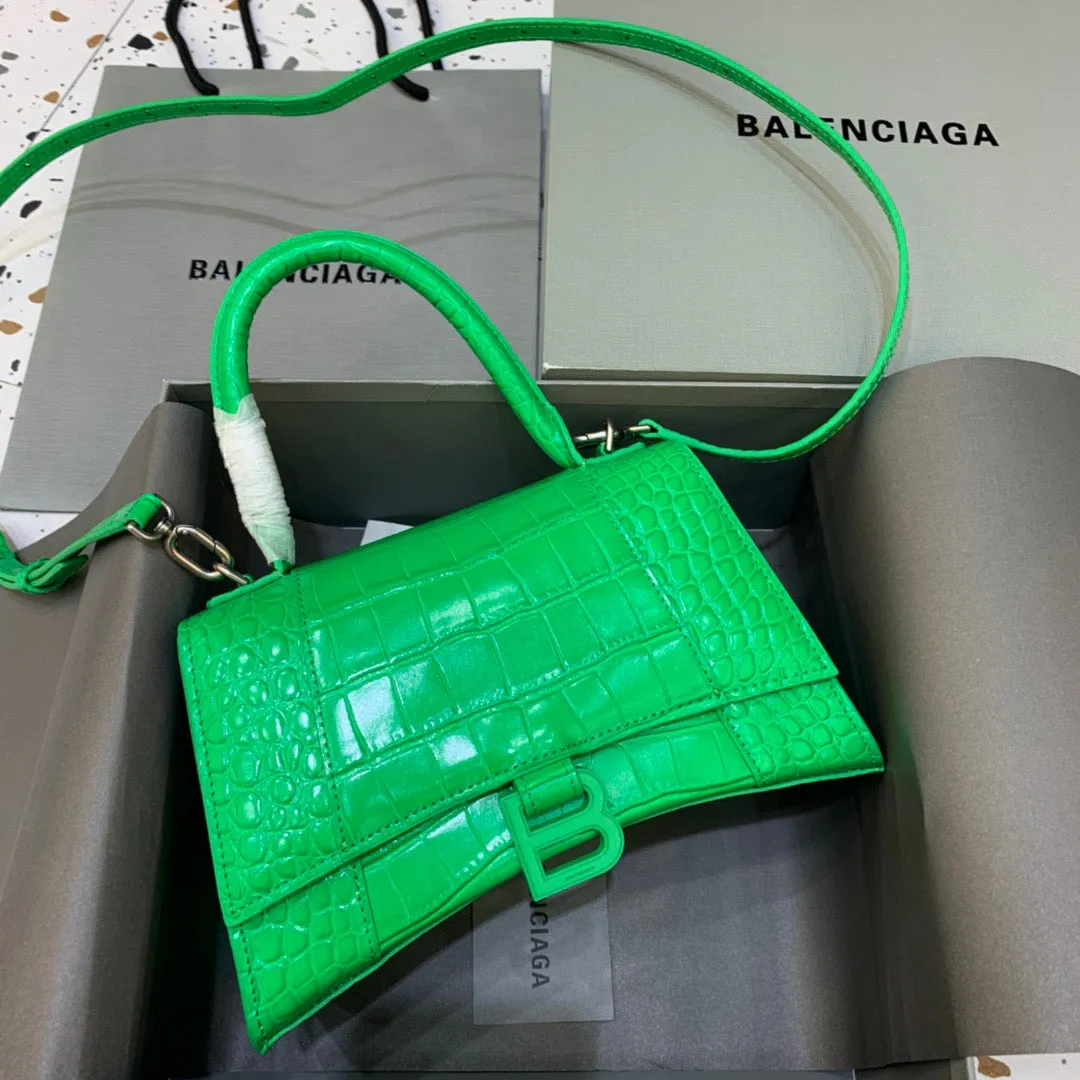 Balen Hourglass Small Handbag In Bright Green, For Women,  Bags 9in/23cm