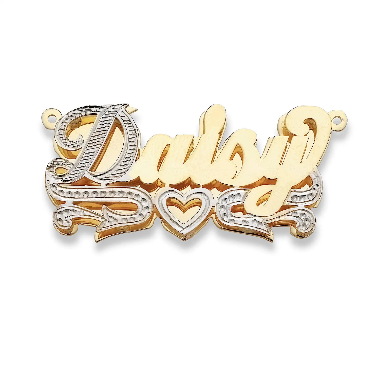 Better Jewelry Heart Design 10K Gold Double Nameplate Necklace