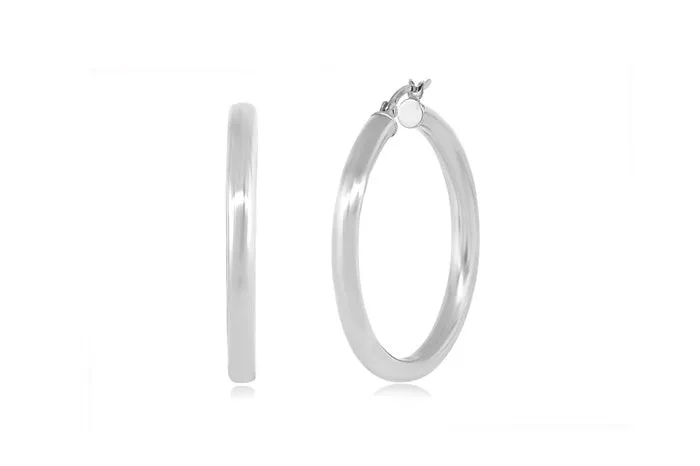 Better Jewelry Hoop Earrings .925 Sterling Silver 4mm