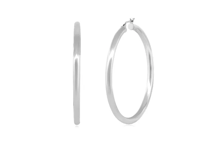 Better Jewelry Hoop Earrings .925 Sterling Silver 4mm