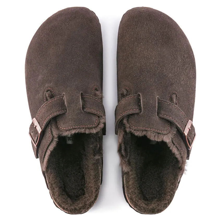 BIRKENSTOCK Women's Boston Shearling Suede Leather (Mocha)