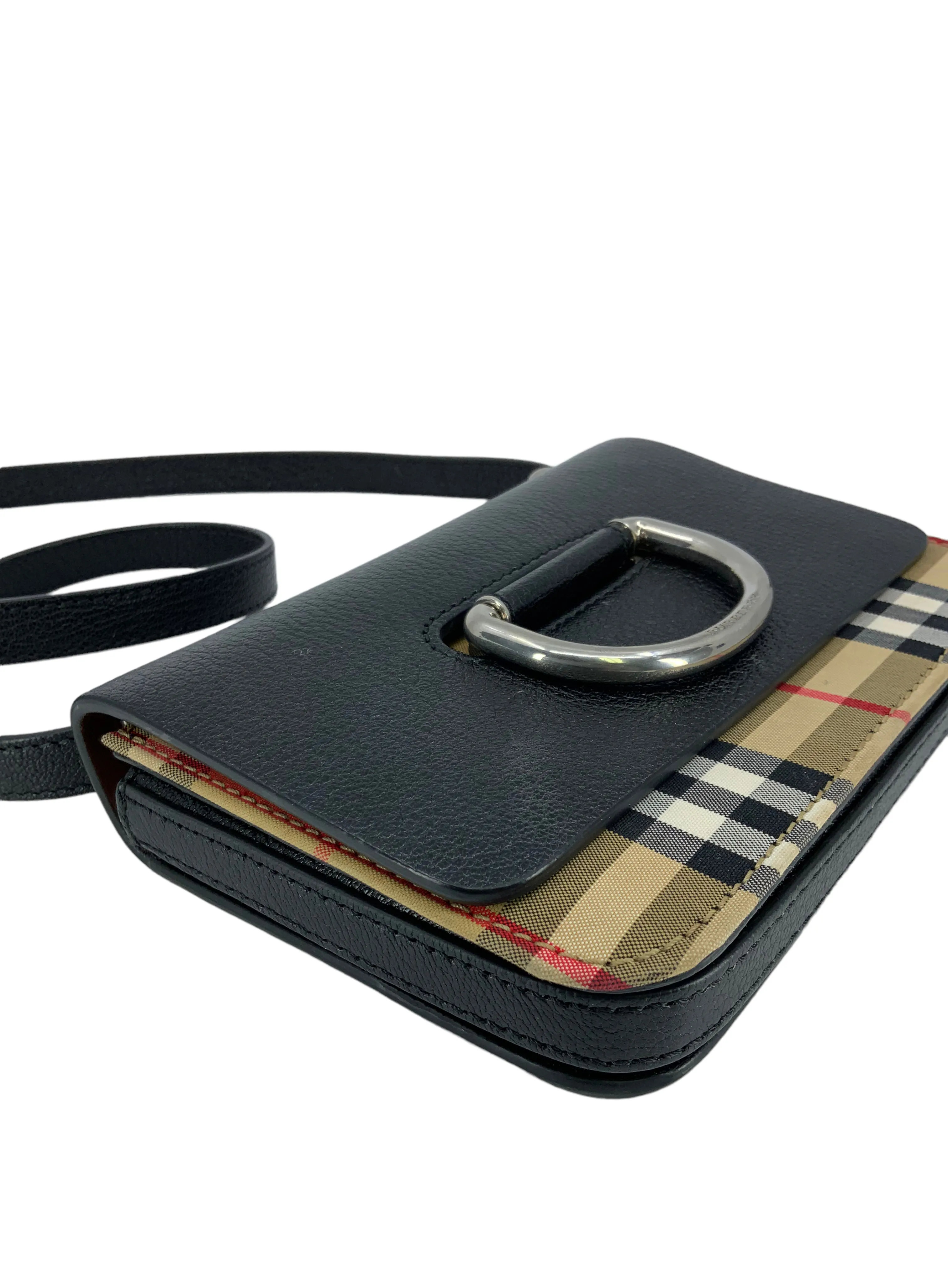 Burberry D-ring Small Checkered Canvas and Leather Crossbody Bag