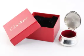 Cartier 925 Silver Red Velvet Inlay Trinket Box (44.08g.)