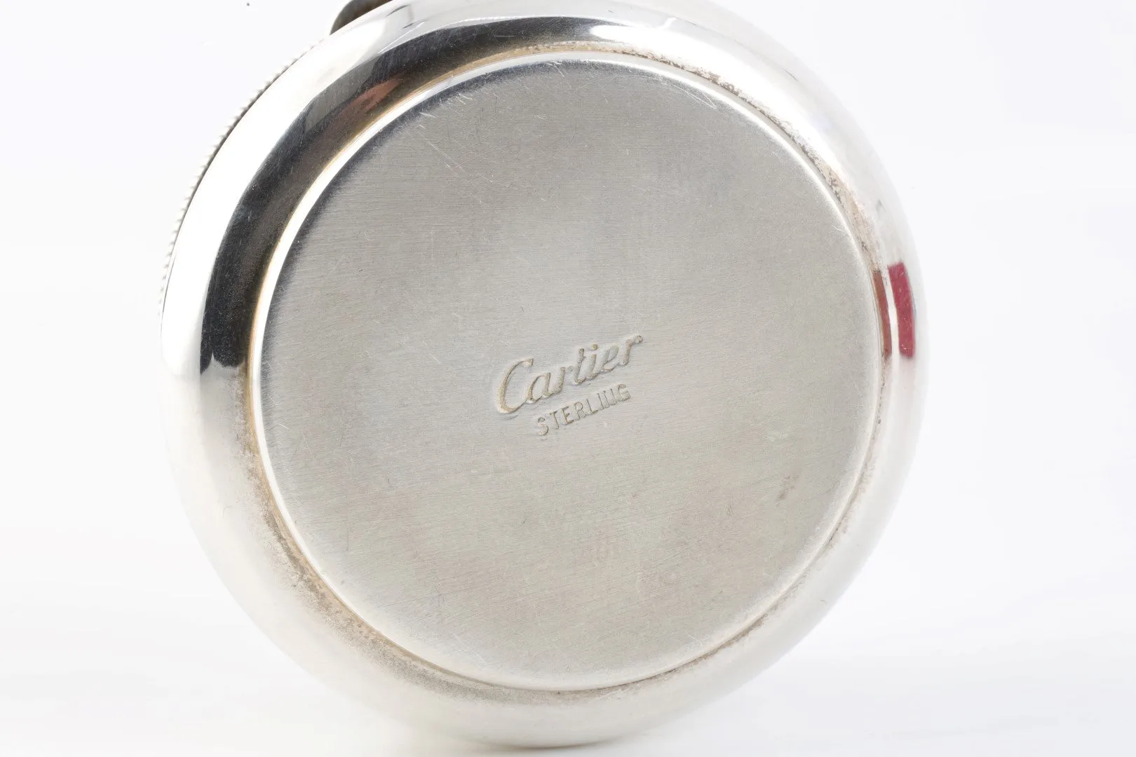 Cartier 925 Silver Red Velvet Inlay Trinket Box (44.08g.)