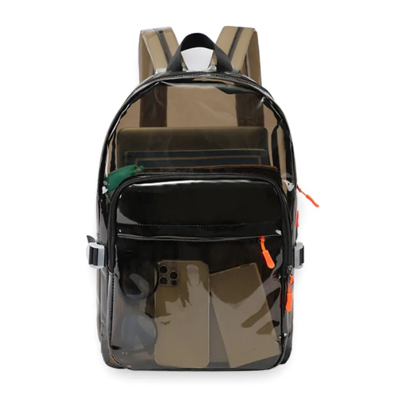 Clear Transparent PVC Multi-pockets School Travel Rucksack Sport Waterproof Comfort