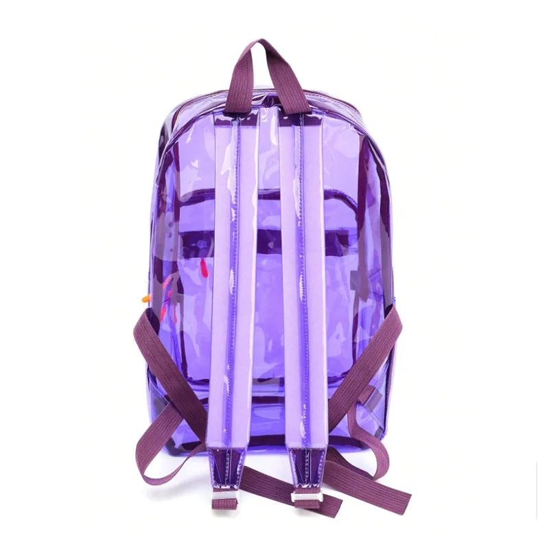 Clear Transparent PVC Multi-pockets School Travel Rucksack Sport Waterproof Comfort