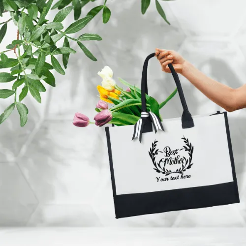 Custom Text Best Mother Canvas Shoulder Tote Bag Embroidery Personalized Environmental Protection Handbag Mom Tote Bag Mommy Bag Mom Gift