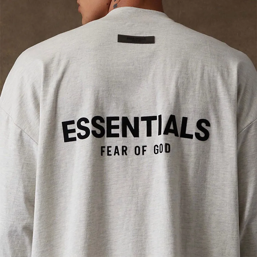 Fear of God Essentials Felt Logo Long Sleeve T-Shirt in Light Oatmeal - Premium Comfort & Stylish Design