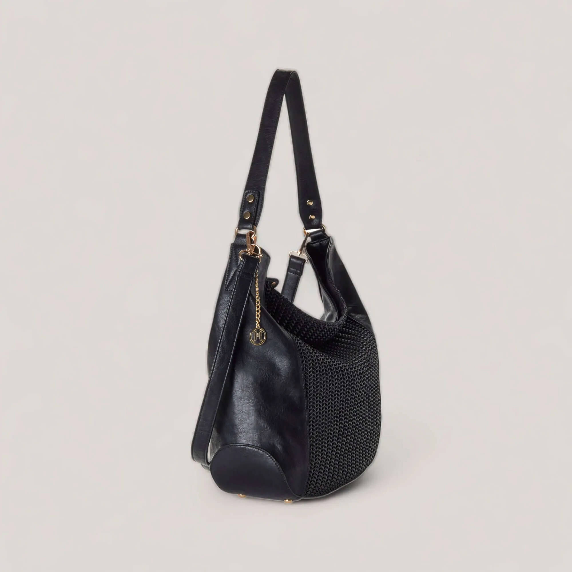 GABRIELLA | Black Chevron Weave Hobo