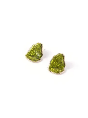 Green Emerald Cut Stud Earrings