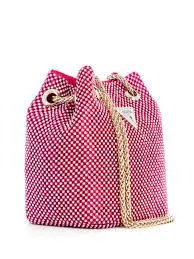 GUESS Lua Rhinestone Mini Bucket Bag Fuchsia