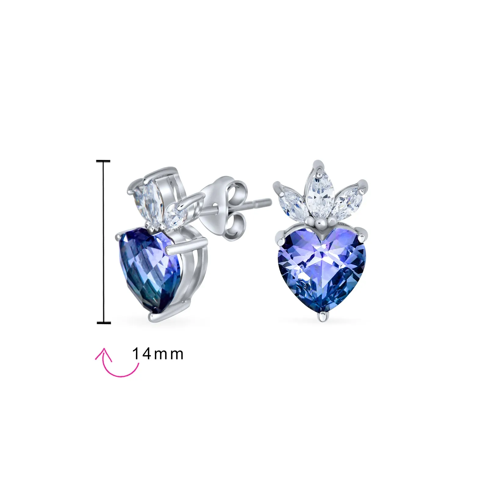 Heart Purple Mystic CZ Stud Earrings Infinity Pendant Jewelry Set