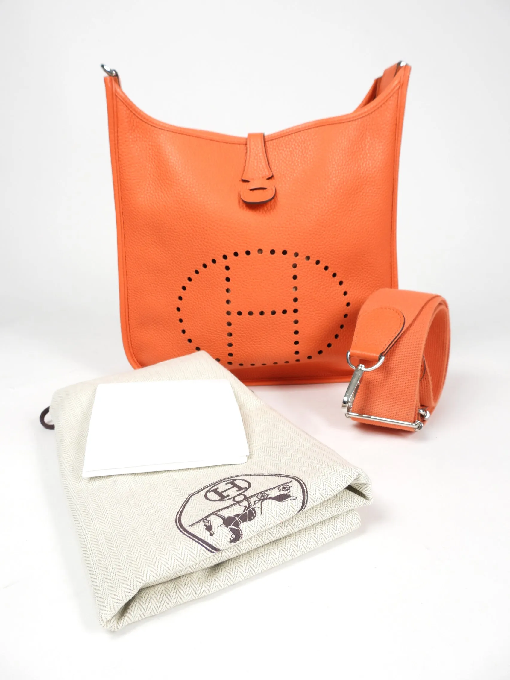 Hermes Orange Evelyne PM Crossbody Bag Clemence