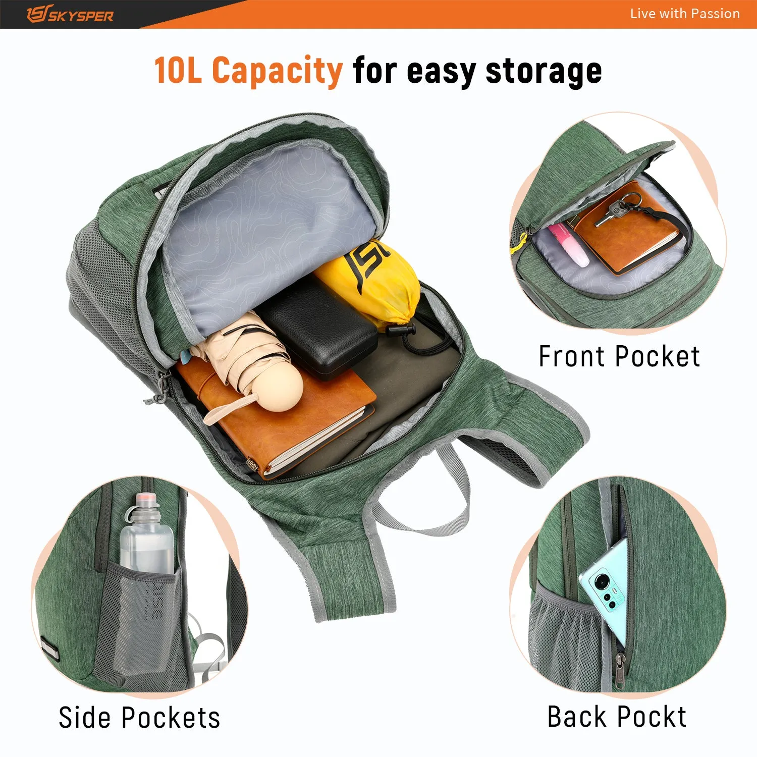 IMINIX10III-SKYSPER 10L Lightweight Travel Packable Backpack