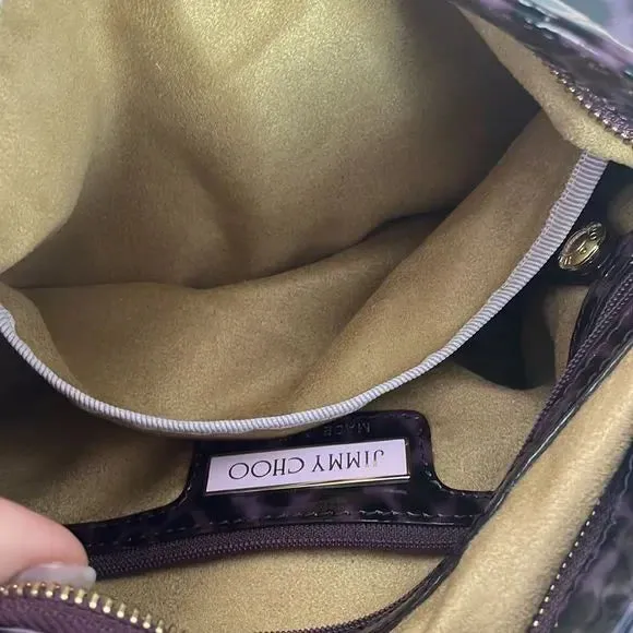 Jimmy Choo Purple Animal Print Patent Bag