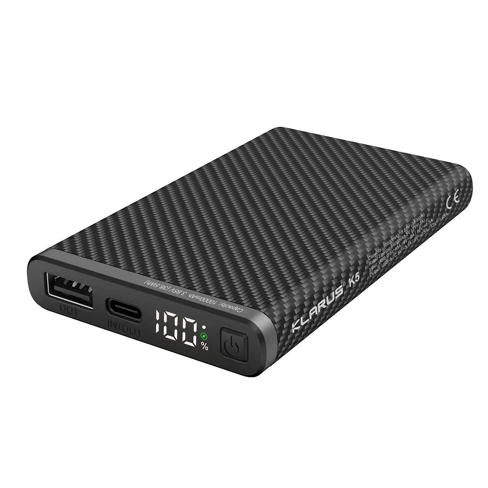 KLARUS K5 CARBON FIBER LIGHTWEIGHT WATERPROOF POWERBANK 10000mAh