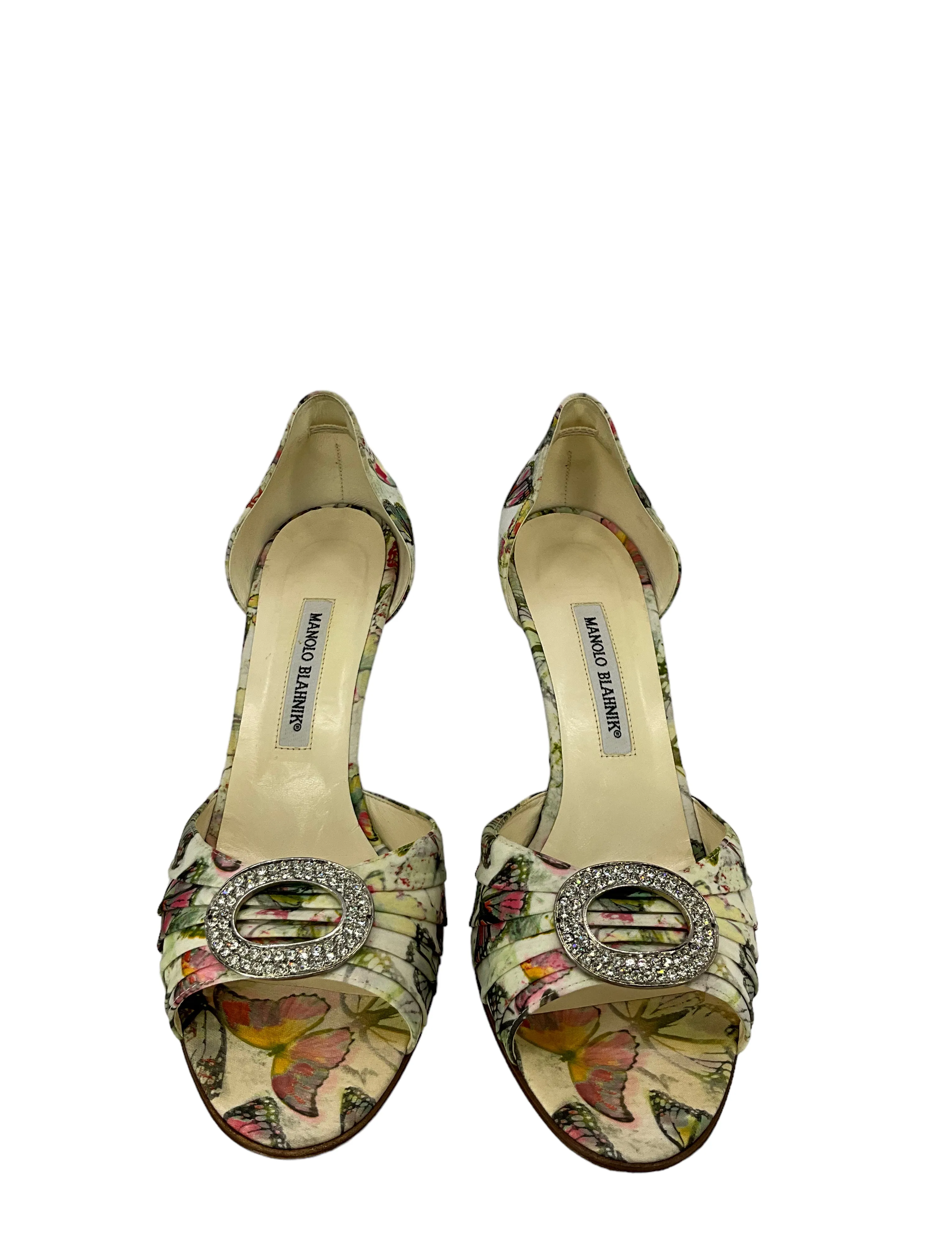 Manolo Blahnik Fabric Butterfly Print Pumps Size 11