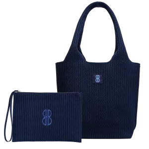 Medium - Navy Stripe Tote With Pouch