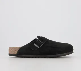 Mens Birkenstock Boston Clogs Black Suede