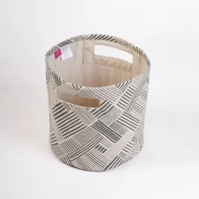 MODERN RETRO – Canvas basket, grey stripe print, storage basket, fabric bin